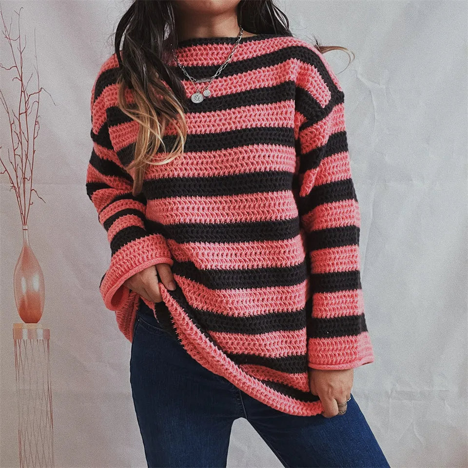 Korean Fashion Striped Oversized Sweaters