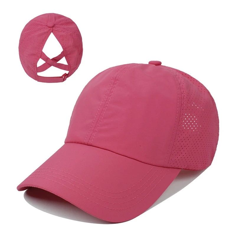 Summer Solid Color Baseball Cap – Golf Wear, Women’s Sport Leisure, Quick-Drying Mesh Hat