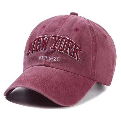 New York Washed Cotton Baseball Cap – Unisex Snapback, Sun Protection Dad Hat for Outdoors