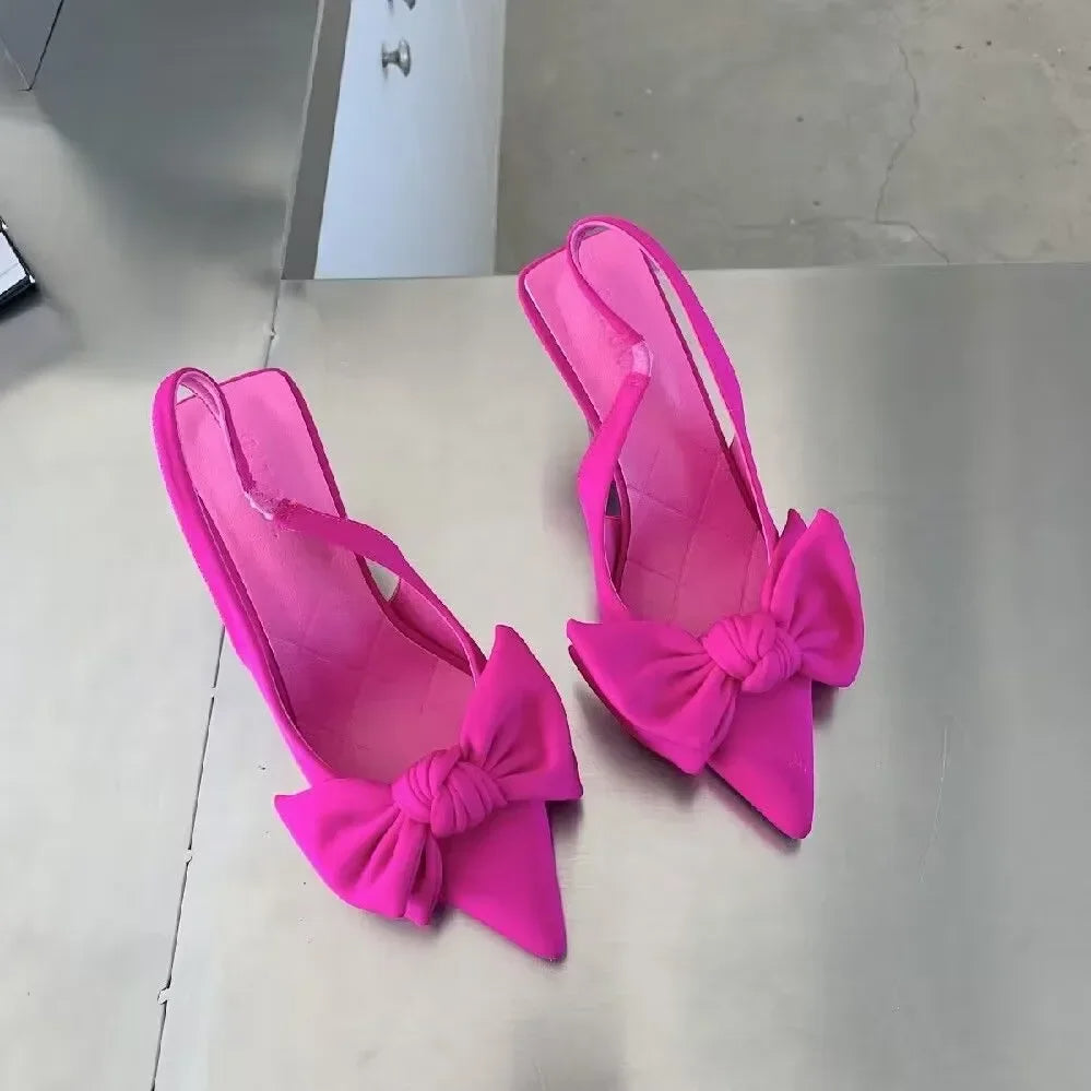 Summer Slingback Heels - Sexy Pointed Toe High Heels with Butterfly Knot, Elegant Dress Shoes for Women