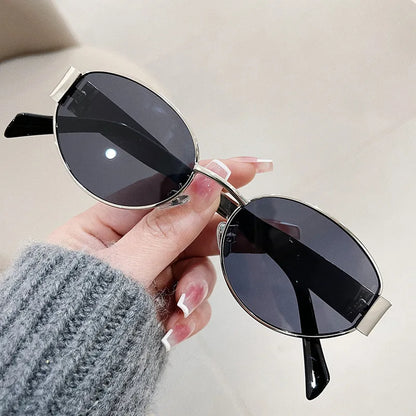 Retro Oval Sunglasses - Luxury Metal UV400 Eyewear for Women & Men, Trendy Outdoor Shades