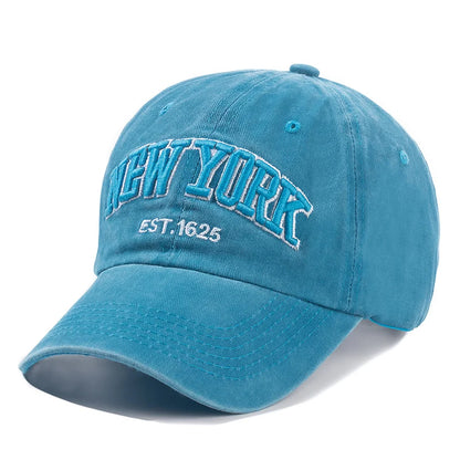 New York Washed Cotton Baseball Cap – Unisex Snapback, Sun Protection Dad Hat for Outdoors