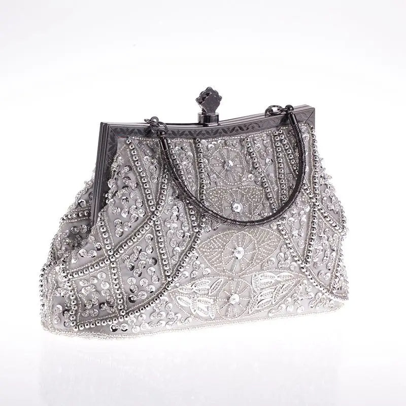 Luxury Retro Embroidered Evening Clutch - Elegant Wedding & Party Handbag for Women