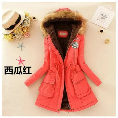 2025 Japanese Autumn/Winter Cotton Coat for Women Plus Velvet Thick Slim Fit Long Cotton Jacket