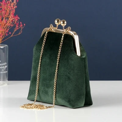 100% Velvet Soft Shoulder Bag - Shell Lock Crossbody Handbag for Women with Chain & Fringe, 5 Colors