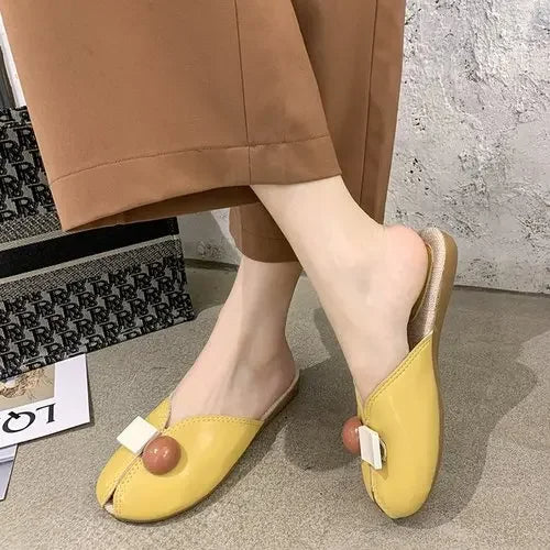 2025 Fashionable Flat Beach Slides for Women – Comfortable Mules with Fish Mouth Design, Stylish Summer Slippers