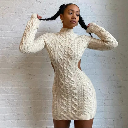 Back in Style Women's Vintage Knitted Sweater Dress
