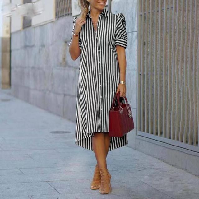 Women's Elegant Striped Shift Dress